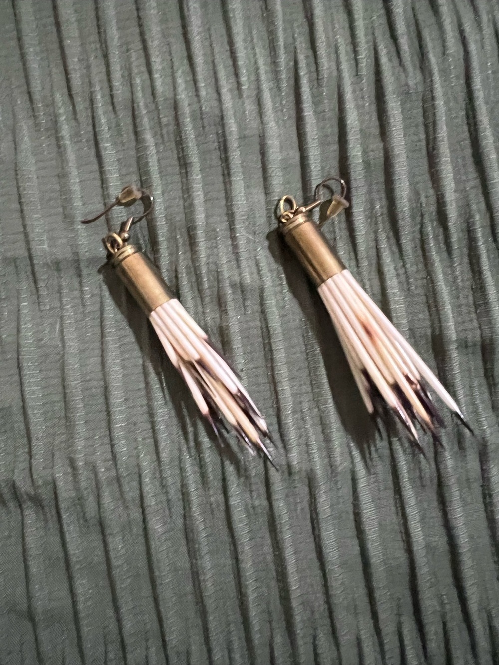 Porcupine quills in bullet casing earrings - Picture 3 of 4